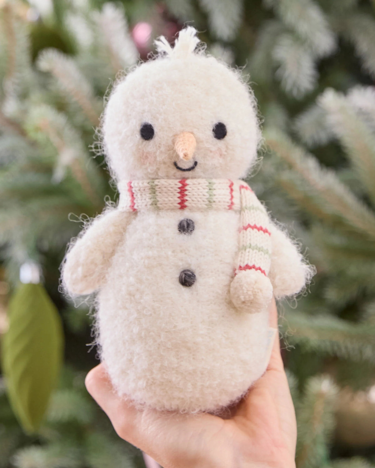 Baby Snowman with Peppermint Scarf