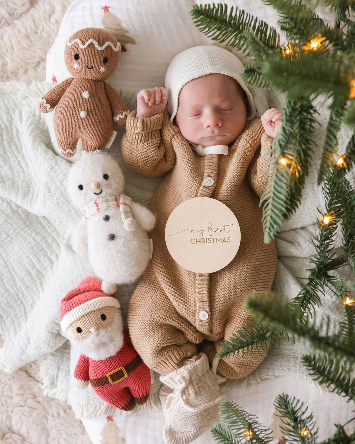 Baby Snowman with Peppermint Scarf