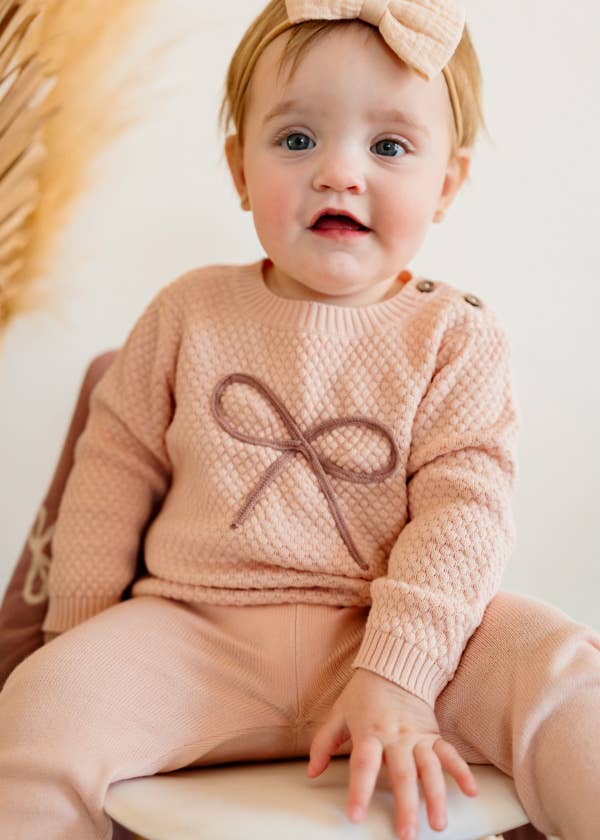 Chloe Bow Sweater Knit Baby Pullover