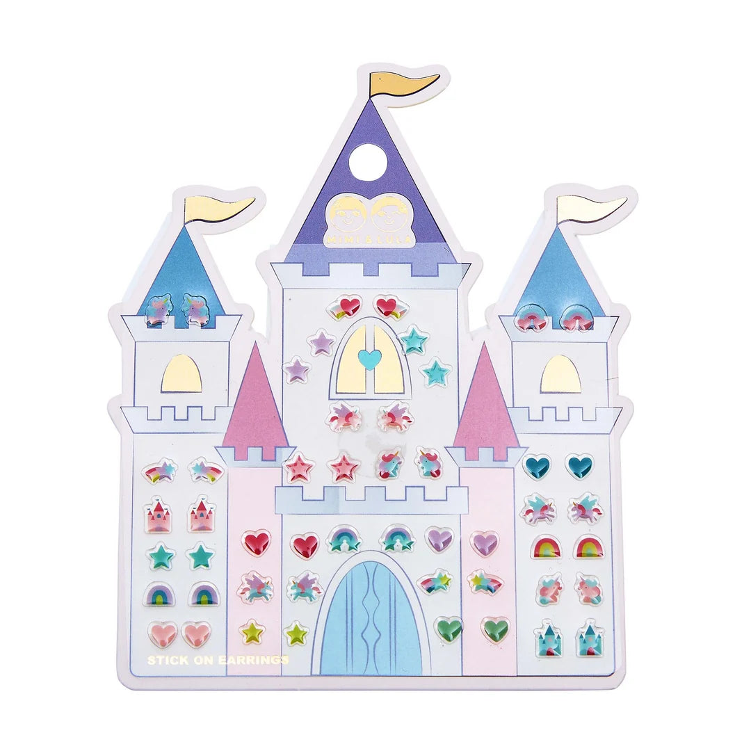 Rainbow Castle Stick on Earrings