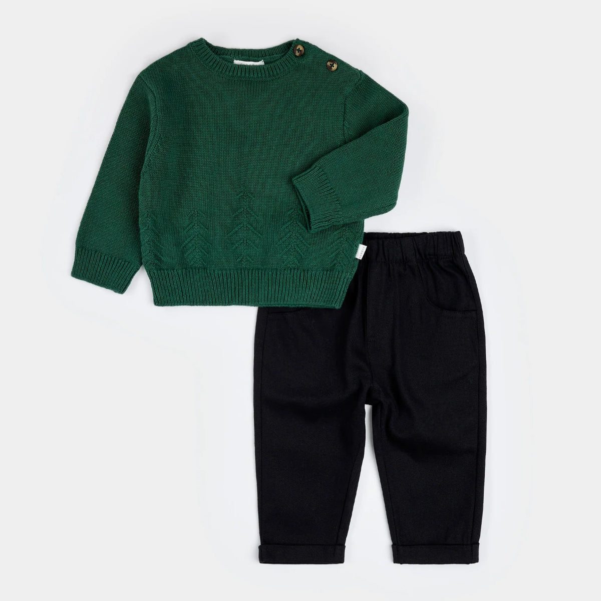2 Piece Pine Tree Sweater Knit Outfit Set - Petite Lem Baby & Toddler Clothing sold by Rosebud & Jo