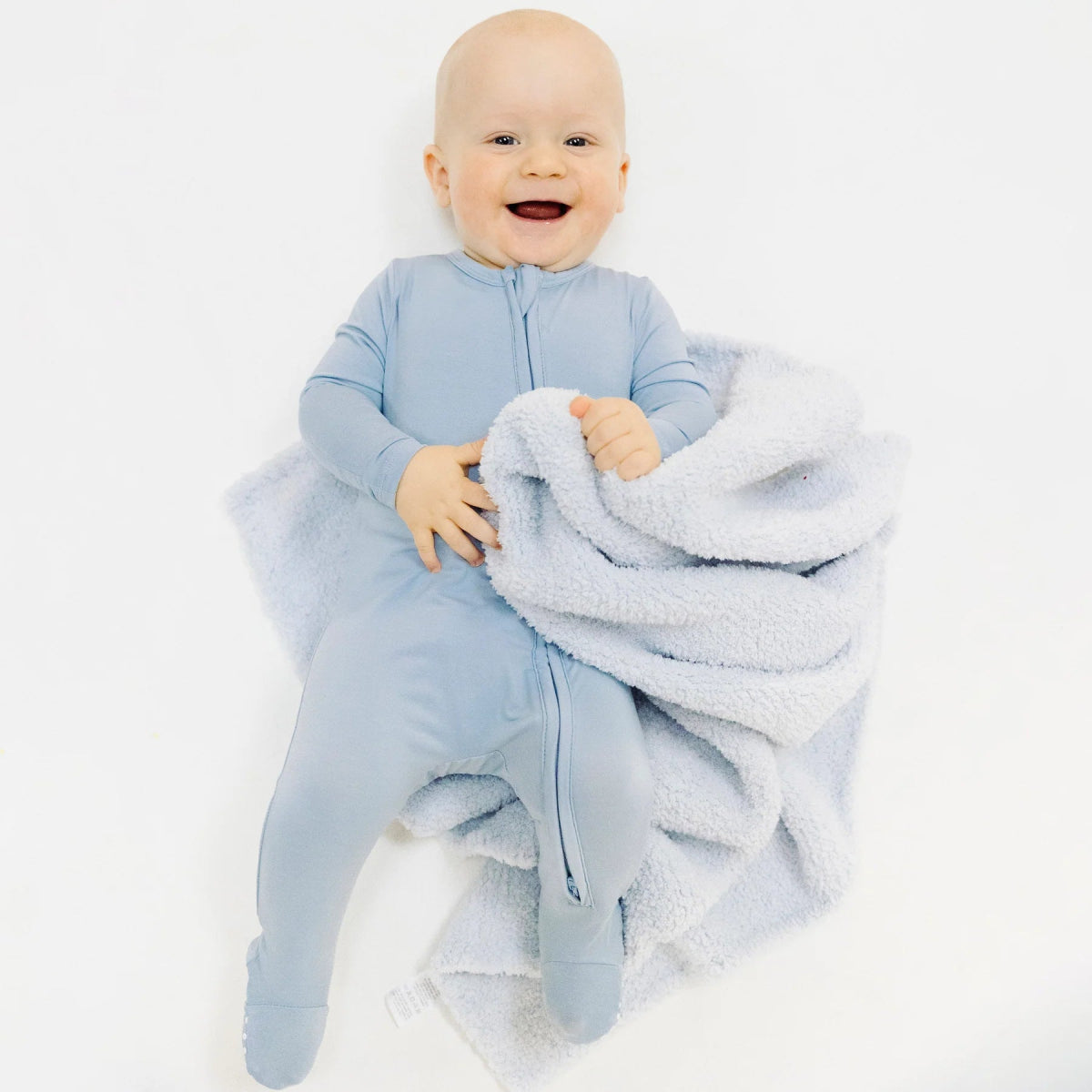 2 Way Zipper Footie - Solid Blue Fog - Angel Dear Baby & Toddler Clothing sold by Rosebud & Jo