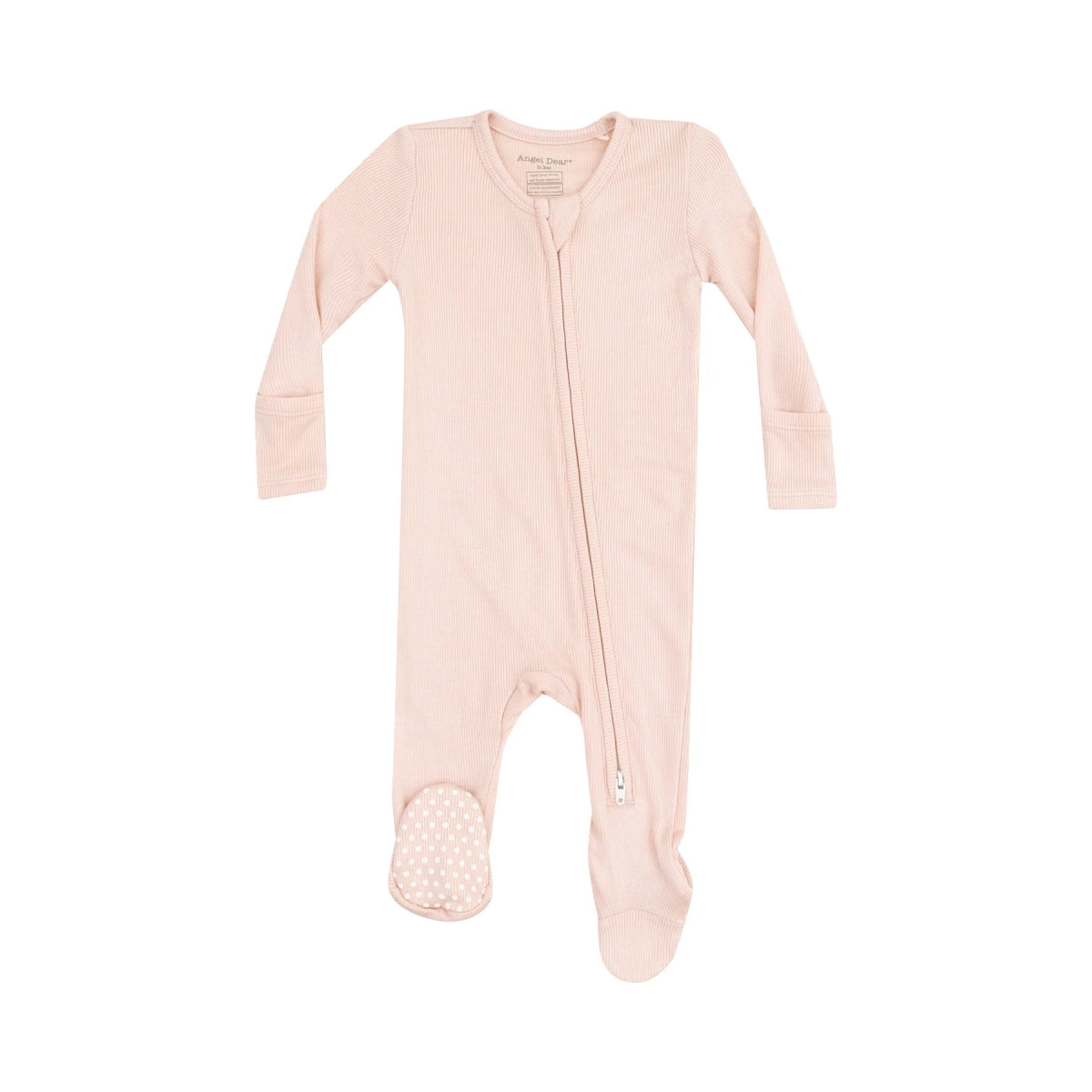 2 Way Zipper Footie - Solid Rose Smoke Ribbed - Angel Dear Baby & Toddler Clothing sold by Rosebud & Jo