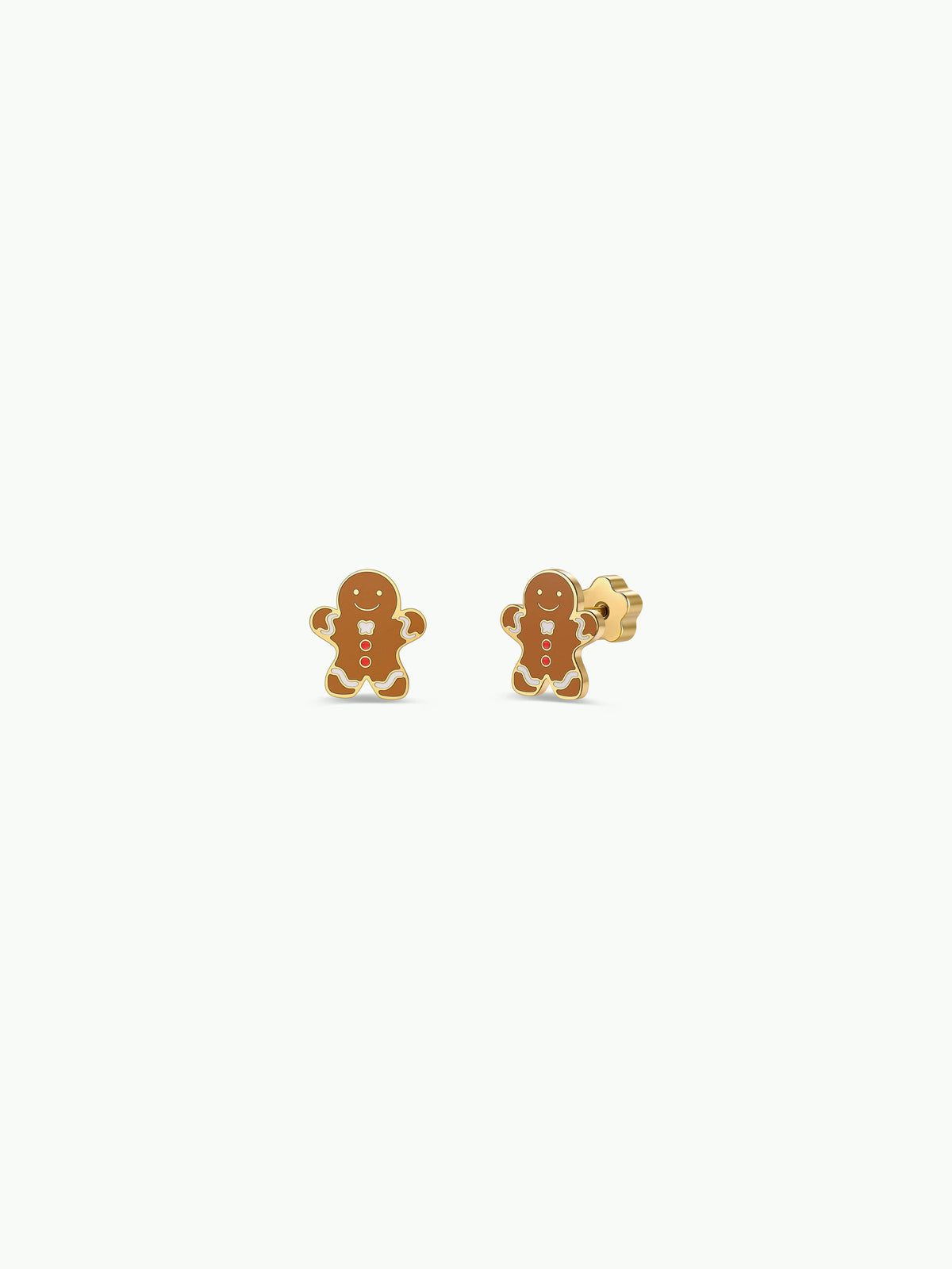 Gingerbread Man Enamel Flat Back Kids Earrings