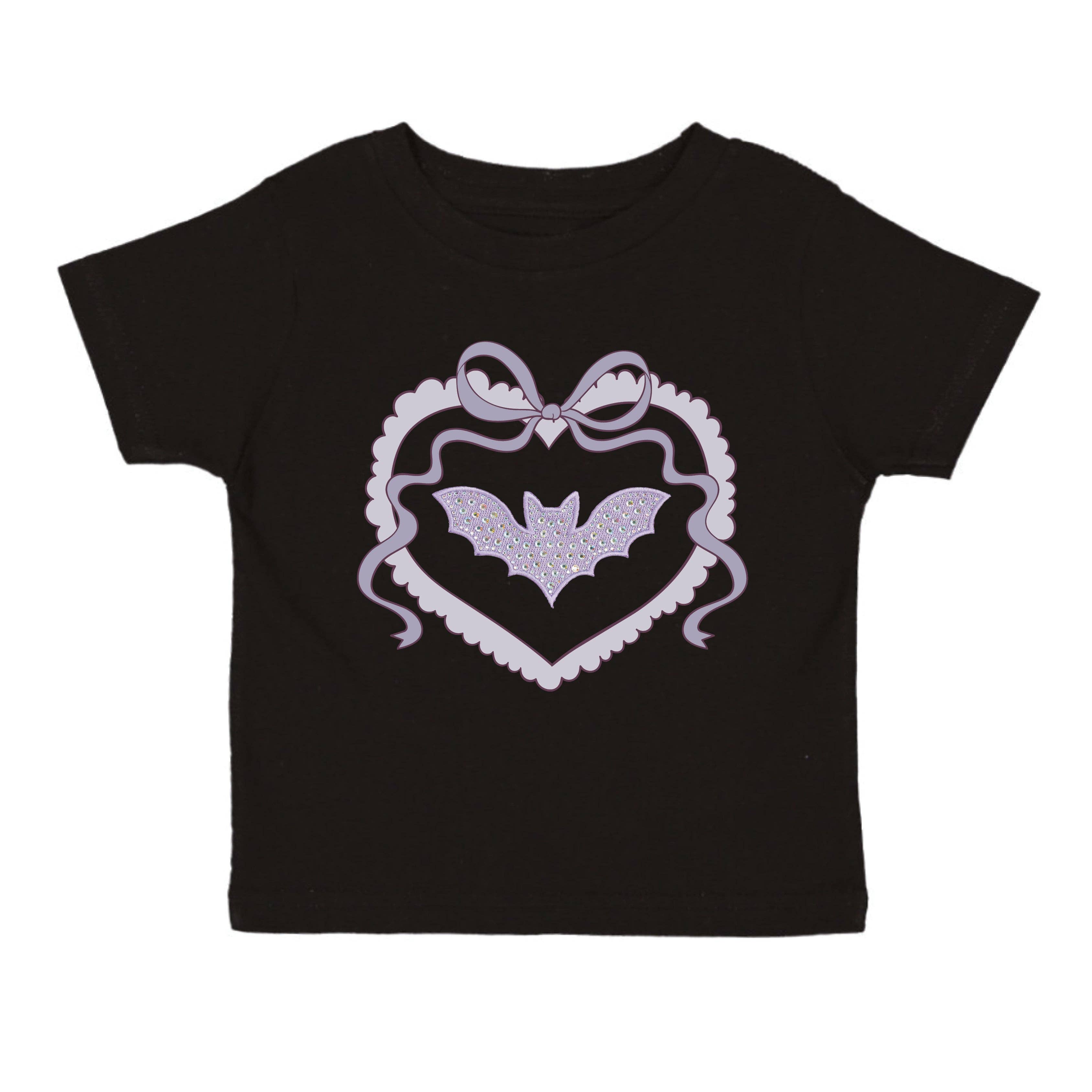Rhinestone Bat Patch Halloween Short Sleeve T-Shirt