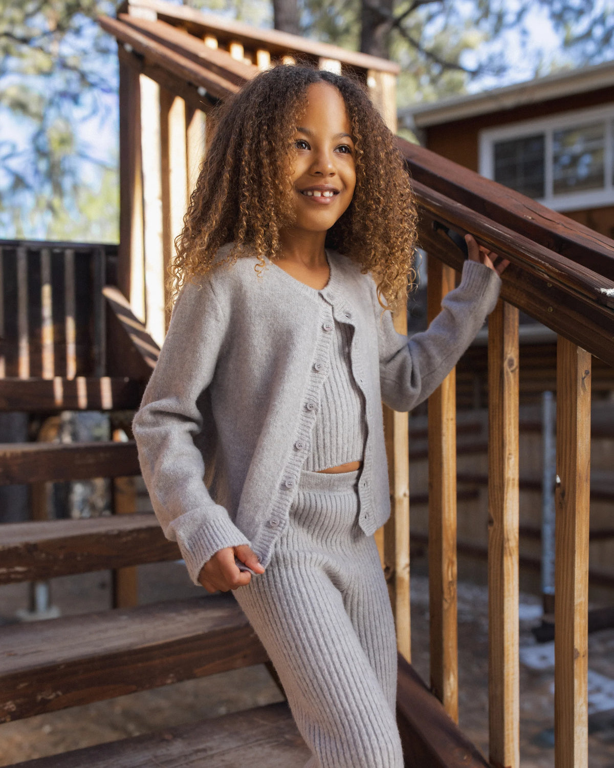 Scallop Cardigan Dusty Blue