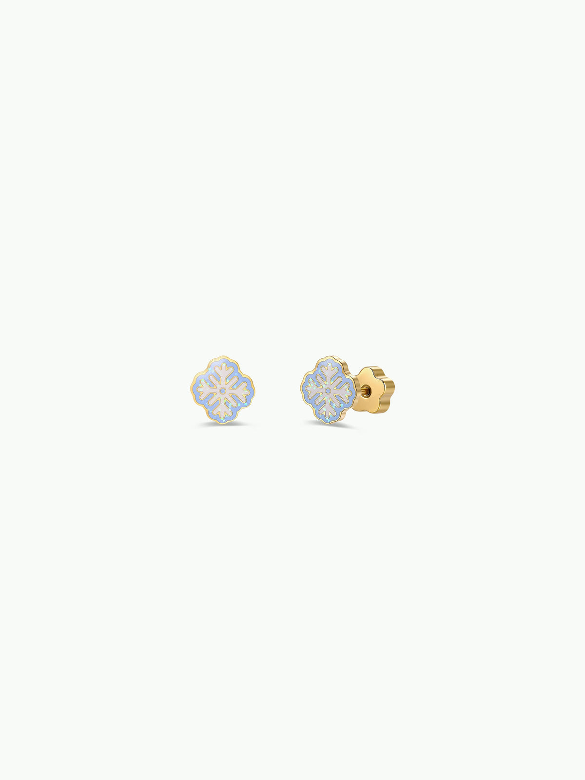 Snowflake Enamel Flat Back Kids Earrings
