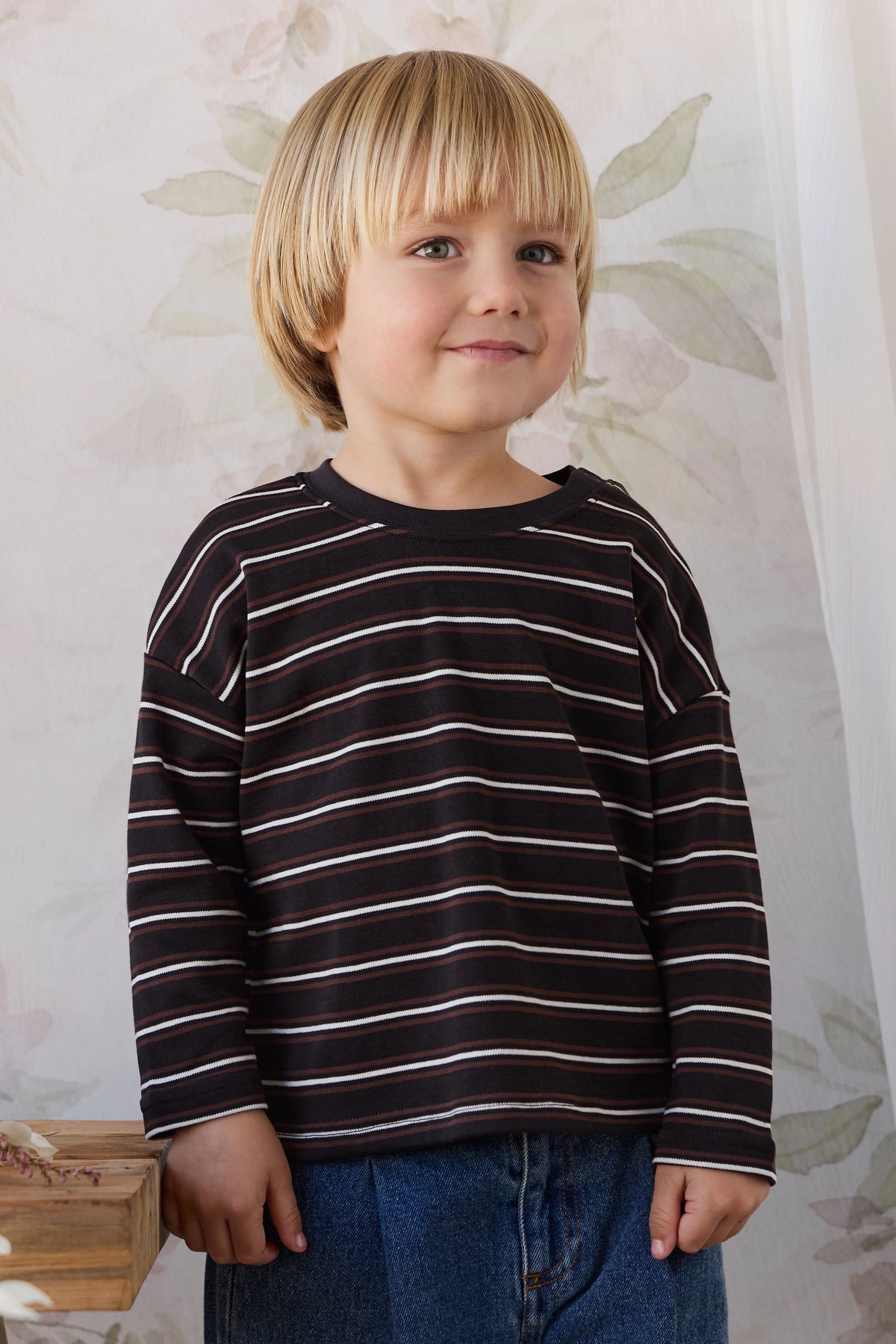 Pima Cotton Edward Long Sleeve Top - Courtside Stripe