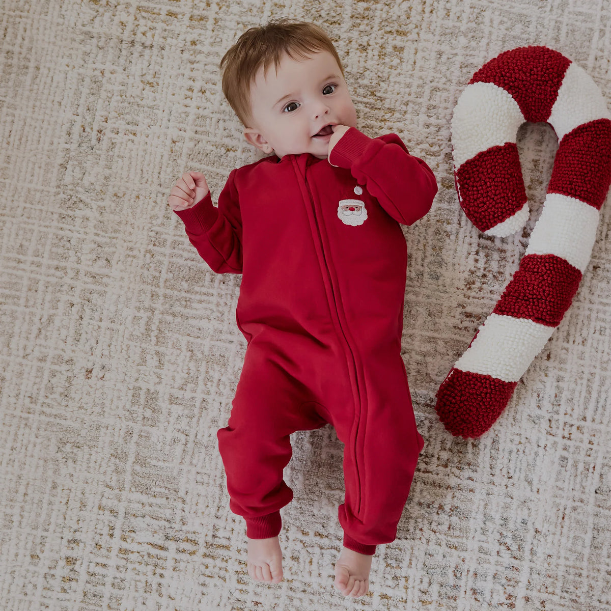 Santa Baby on Sled Red Playsuit