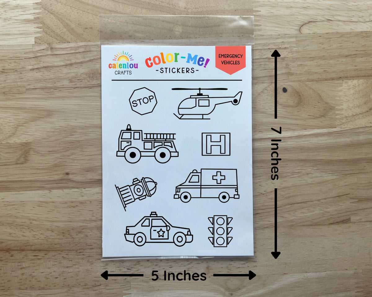 Emergency Vehicle Color Your Own Stickers