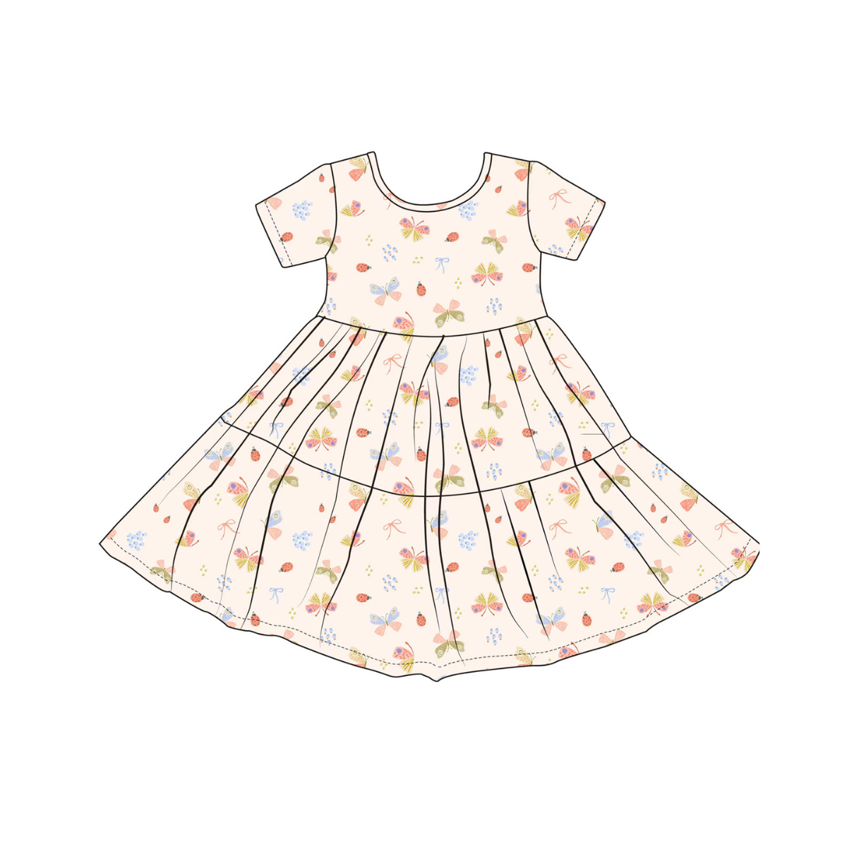 Bamboo Short Sleeve Twirl Dress | Butterflies