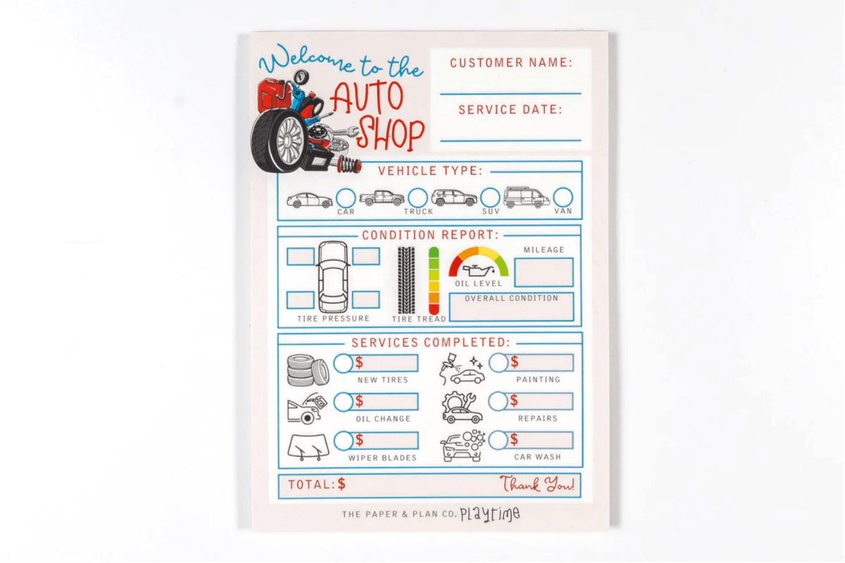 Auto Shop Playtime Pad - The Paper and Plan Co. Books sold by Rosebud & Jo