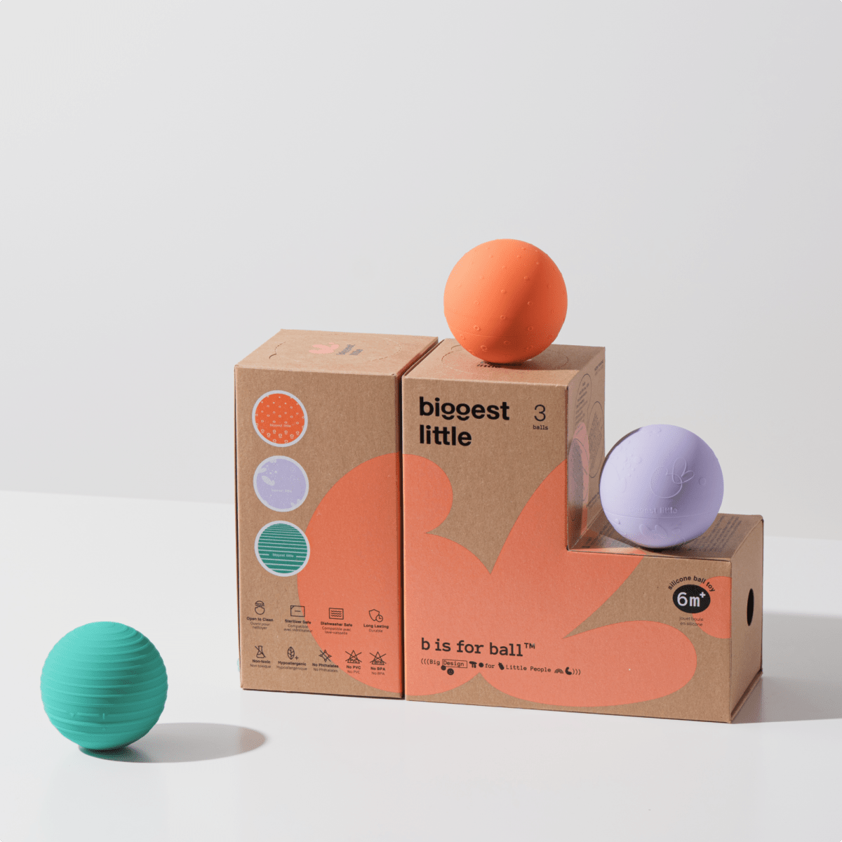 B is for ball® - 3 - Ball Set_ Montessori - inspired “L" Box - Biggest Little Toy sold by Rosebud & Jo