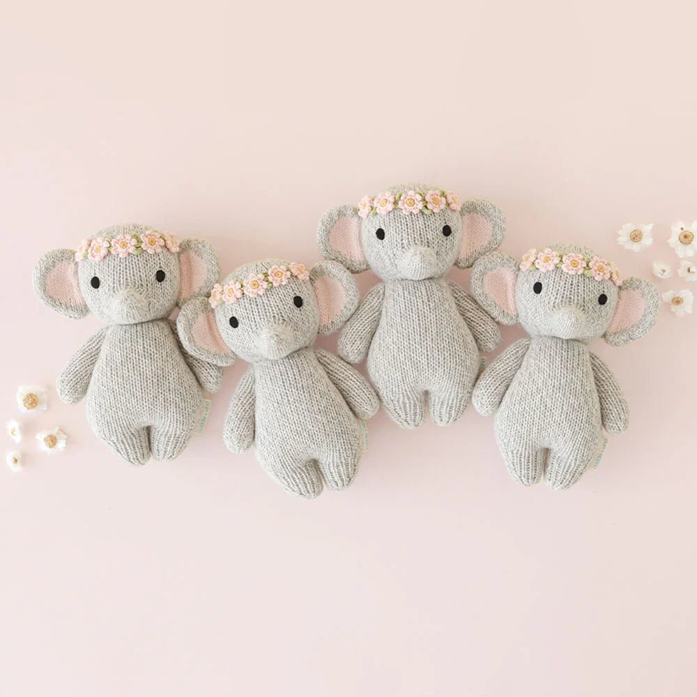 Baby Elephant with Blush Floral Crown - Cuddle + Kind Stuffed Animals sold by Rosebud & Jo