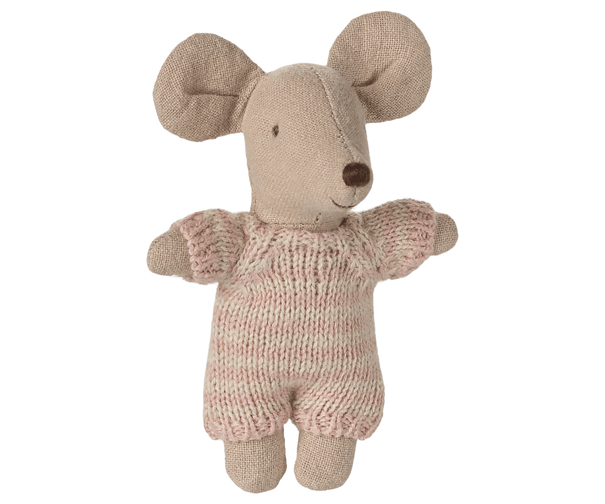 Baby mouse in carry cot - Rose - Maileg Toys sold by Rosebud & Jo