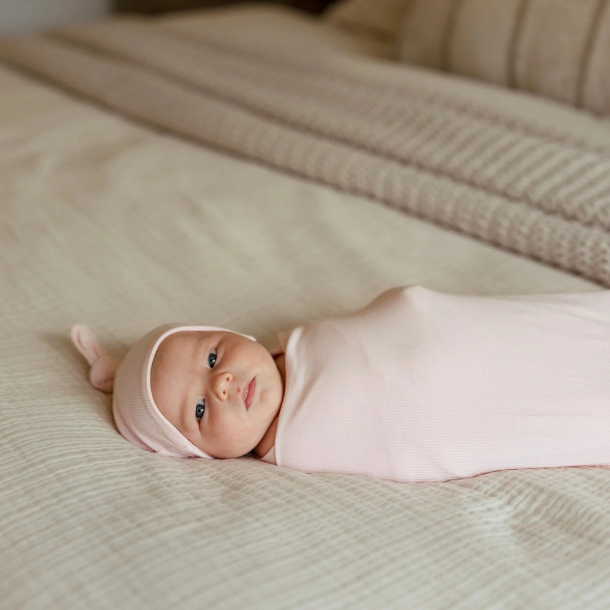 Ballet Pink Small Ribbed Swaddle Set - Brave Little Ones Blanket sold by Rosebud & Jo