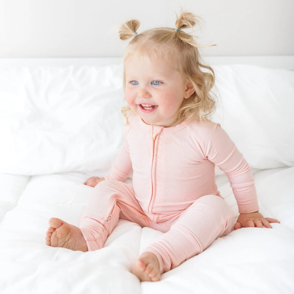 Ballet Pink Small Ribbed Zip Romper - Brave Little Ones Baby & Toddler Clothing sold by Rosebud & Jo