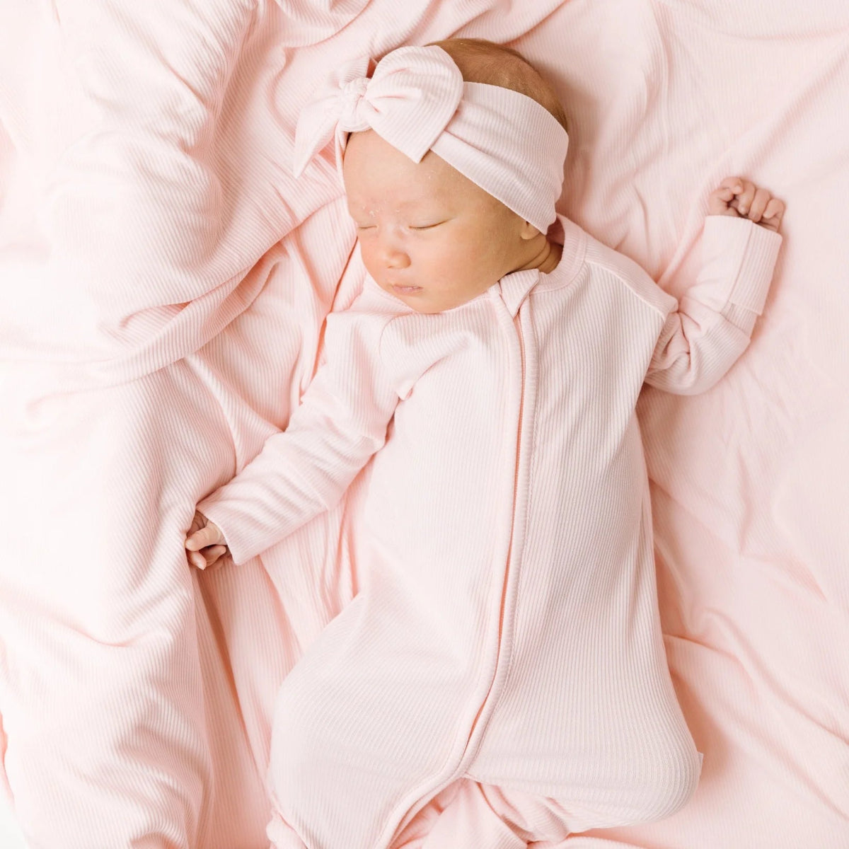 Ballet Pink Small Ribbed Zip Romper - Brave Little Ones Baby & Toddler Clothing sold by Rosebud & Jo