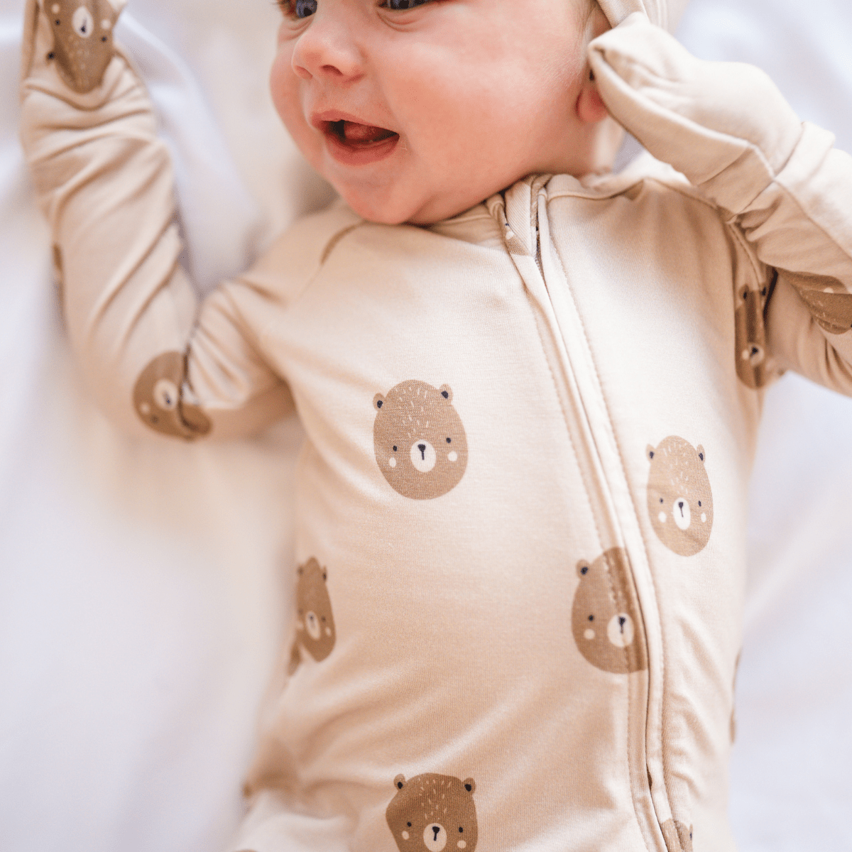 Bamboo 2 - Way Convertible Zip Romper Teddy Print - bug + bean kids Baby & Toddler Clothing sold by Rosebud & Jo