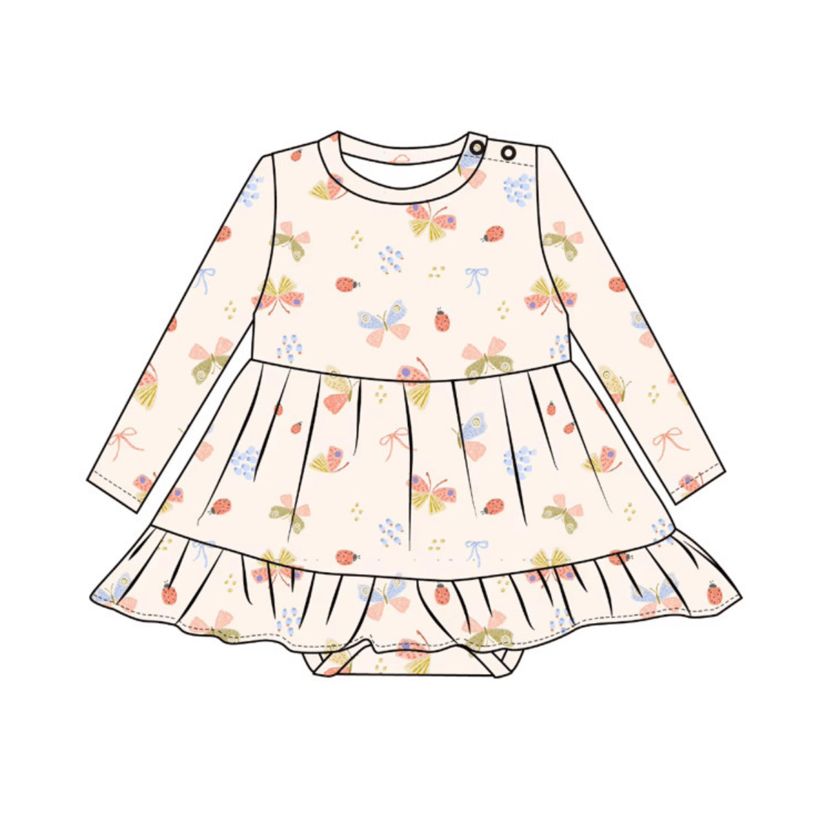 Bamboo Long Sleeve Skirted Twirl Romper | Butterflies - Emi Lei Baby & Toddler Clothing sold by Rosebud & Jo