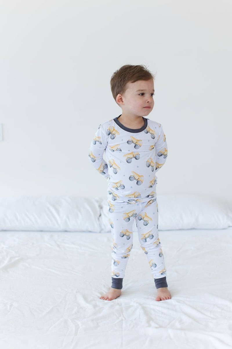 Bamboo Pajamas for Kids – Dump Truck - Blush Lotus Baby & Toddler Clothing sold by Rosebud & Jo