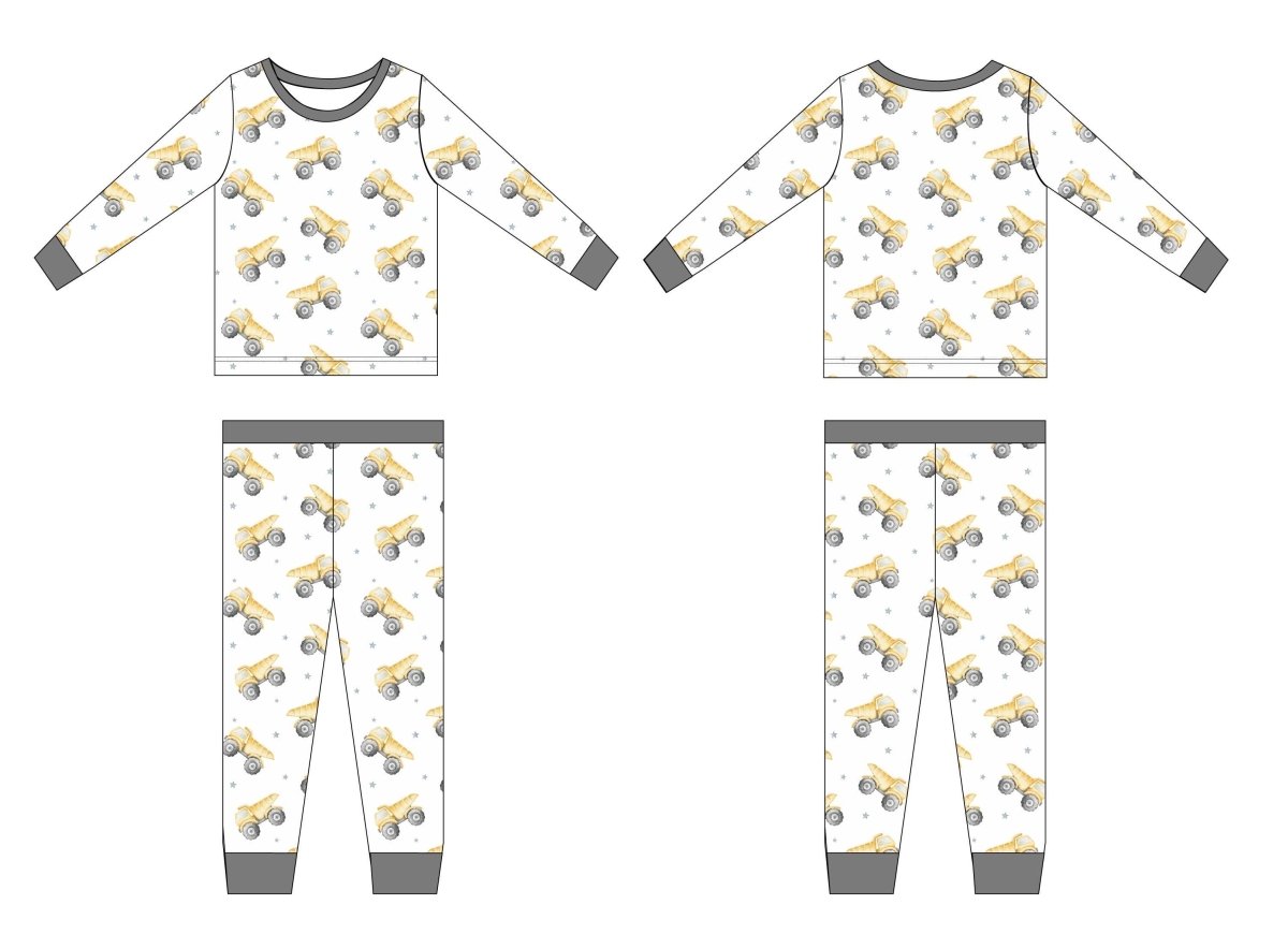 Bamboo Pajamas for Kids – Dump Truck - Blush Lotus Baby & Toddler Clothing sold by Rosebud & Jo