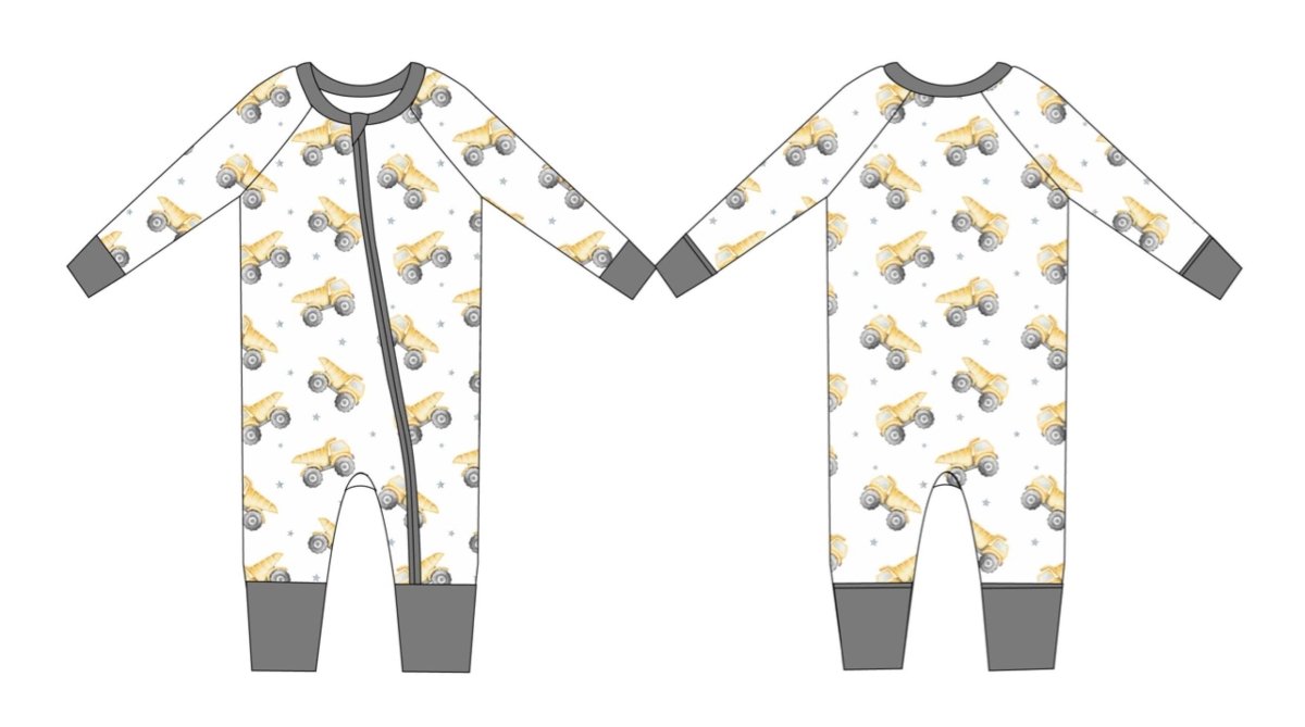 Bamboo Pajamas for Kids – Dump Truck - Blush Lotus Baby & Toddler Clothing sold by Rosebud & Jo