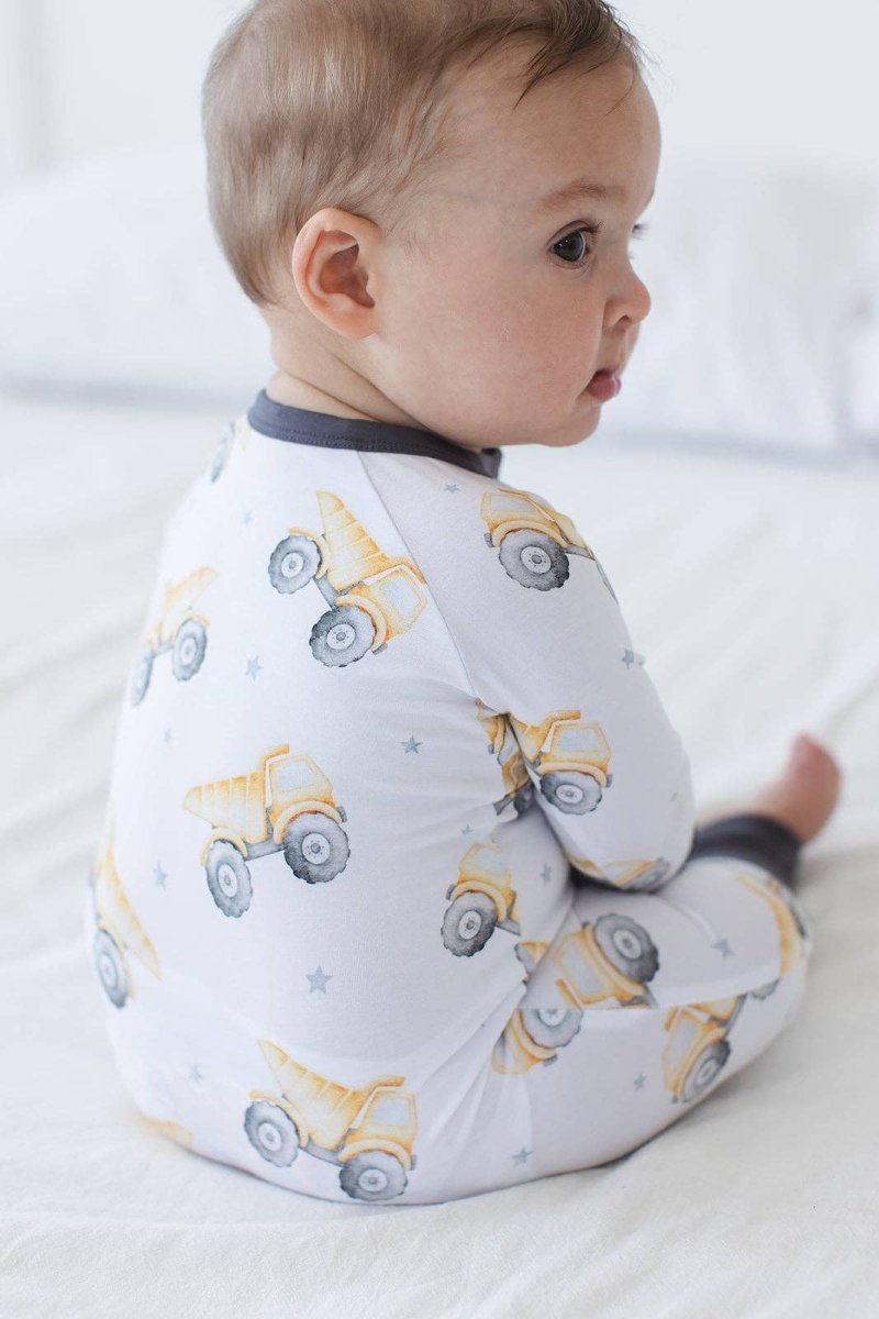 Bamboo Pajamas for Kids – Dump Truck - Blush Lotus Baby & Toddler Clothing sold by Rosebud & Jo