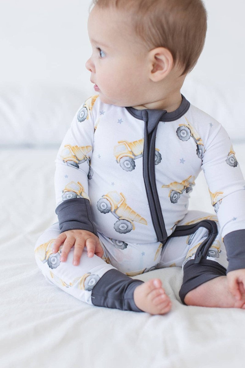 Bamboo Pajamas for Kids – Dump Truck - Blush Lotus Baby & Toddler Clothing sold by Rosebud & Jo