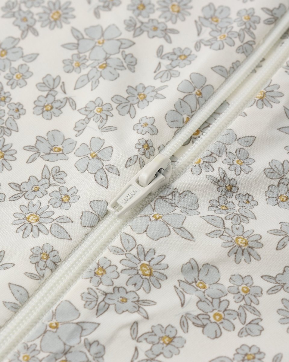 Bamboo Zip Footie || Blue Floral - Quincy Mae Footies sold by Rosebud & Jo