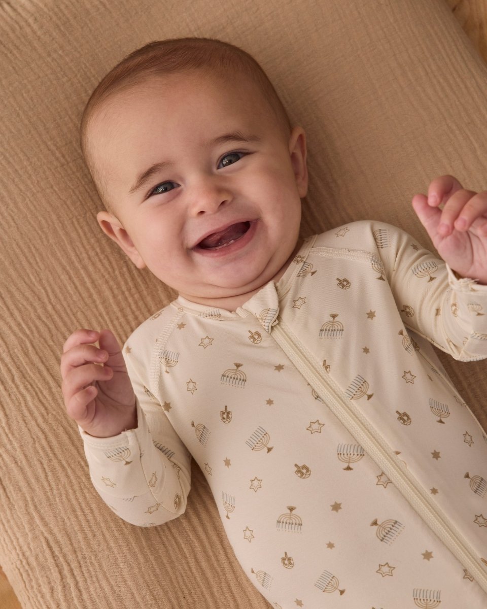 Bamboo Zip Footie || Hanukkah - Quincy Mae Footies sold by Rosebud & Jo