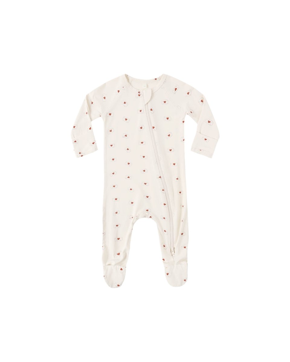 Bamboo Zip Footie || Valentine - Quincy Mae Baby & Toddler Clothing sold by Rosebud & Jo