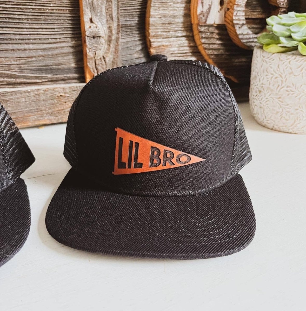 Big Bro, Little Bro Leather Patch Hat - Left Grain Baby & Toddler Clothing sold by Rosebud & Jo