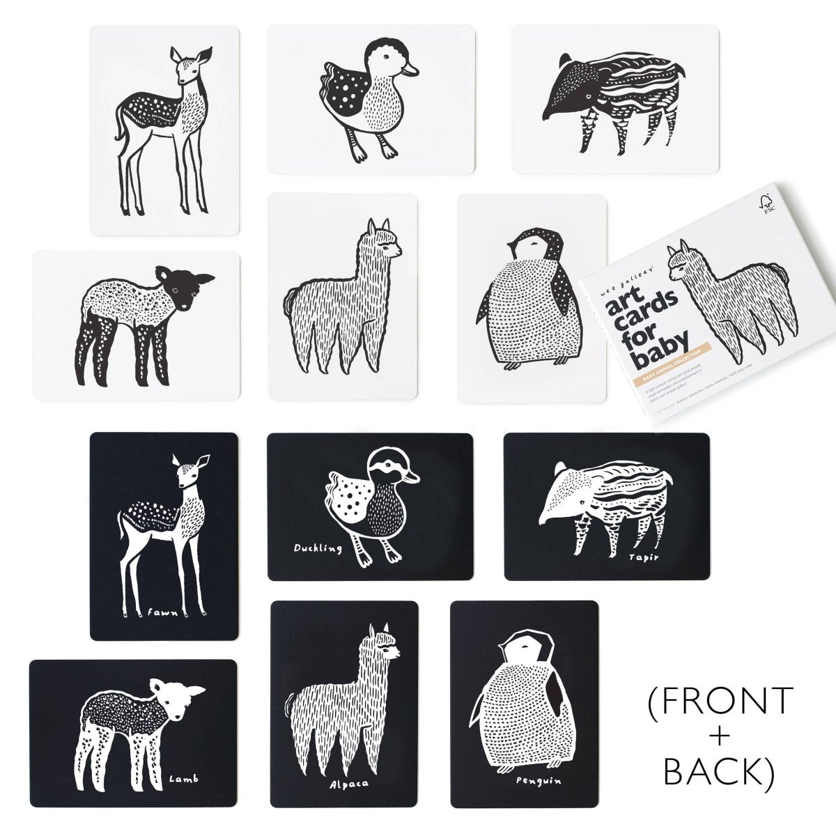 Black & White Animal Art Cards - Wee Gallery Toys sold by Rosebud & Jo