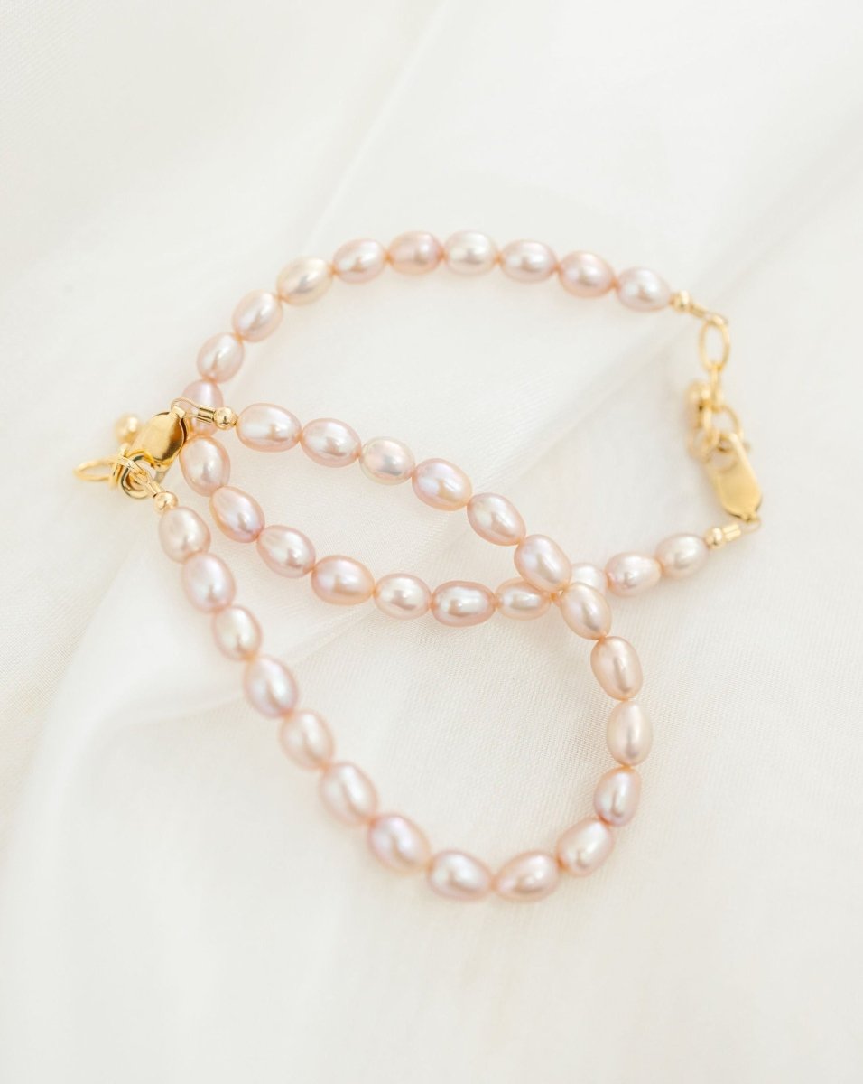 Blush Pearl Baby Bracelet (4MM Beads) - Gems Jewelry sold by Rosebud & Jo