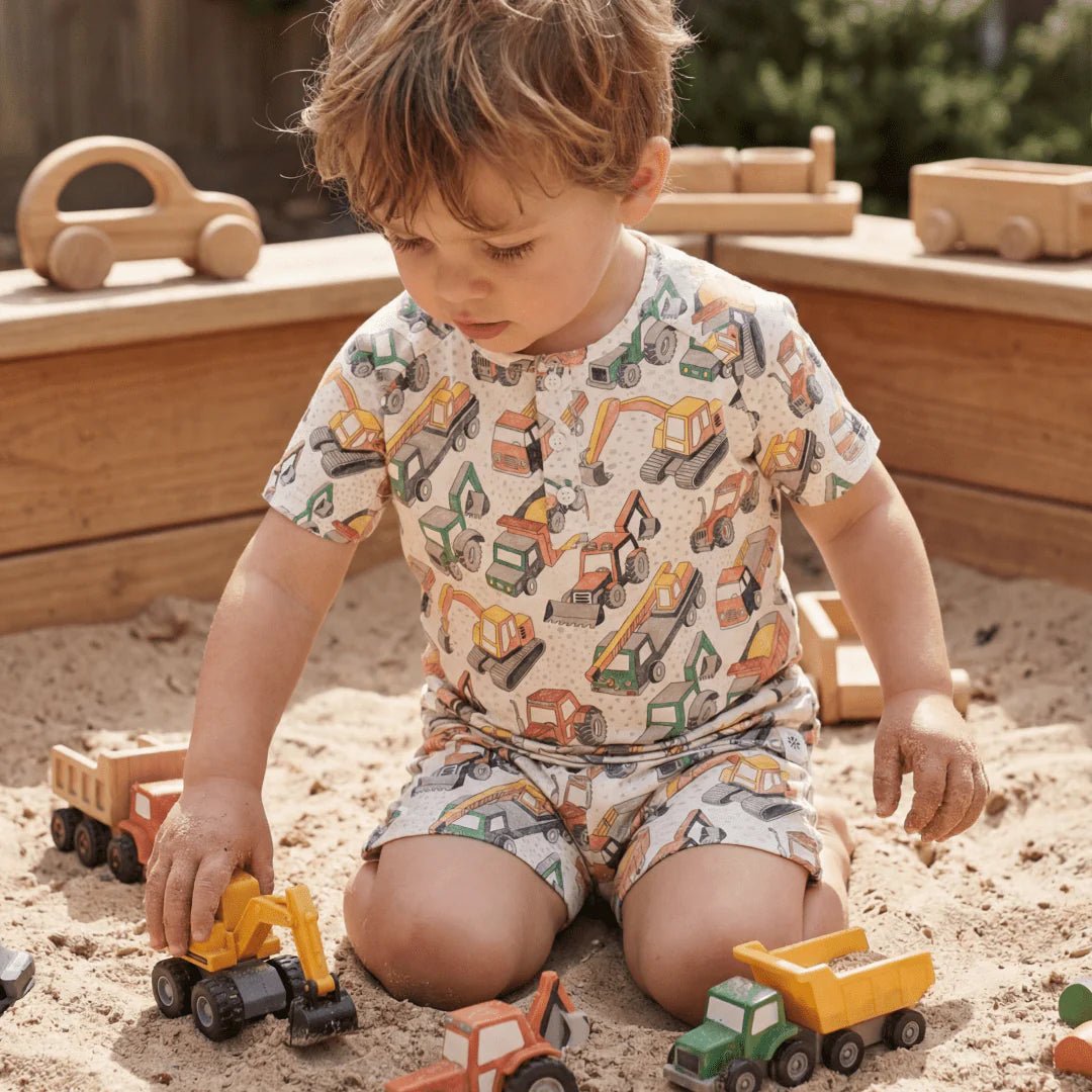 Busy Building Summer Pajama Set - Sweet Bamboo Pajamas sold by Rosebud & Jo