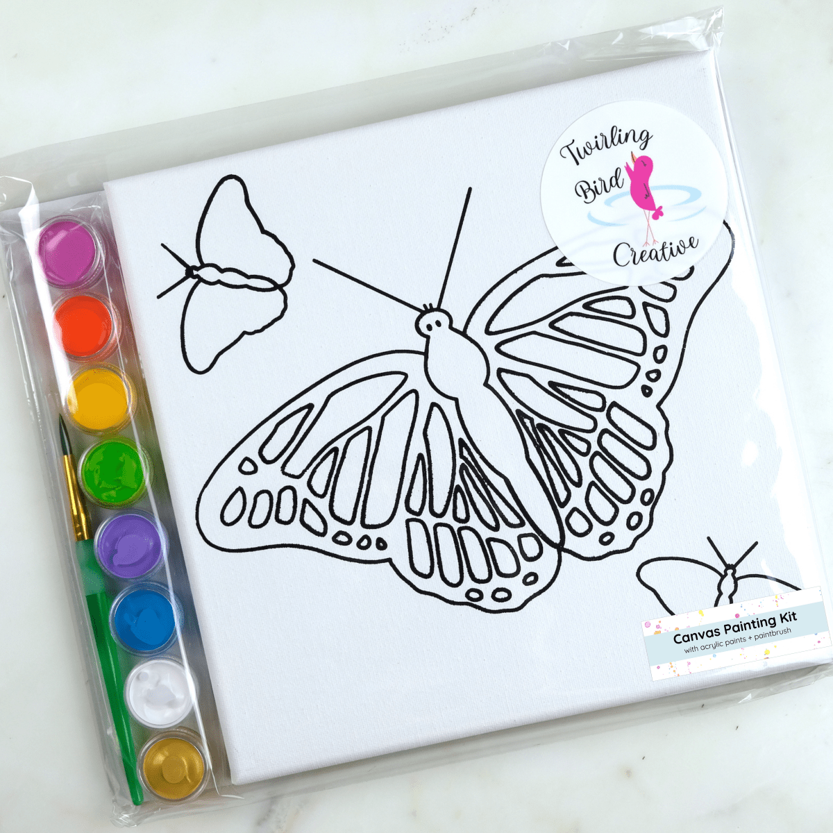 Canvas Painting Kit - Butterflies - Twirling Bird Creative Art sold by Rosebud & Jo