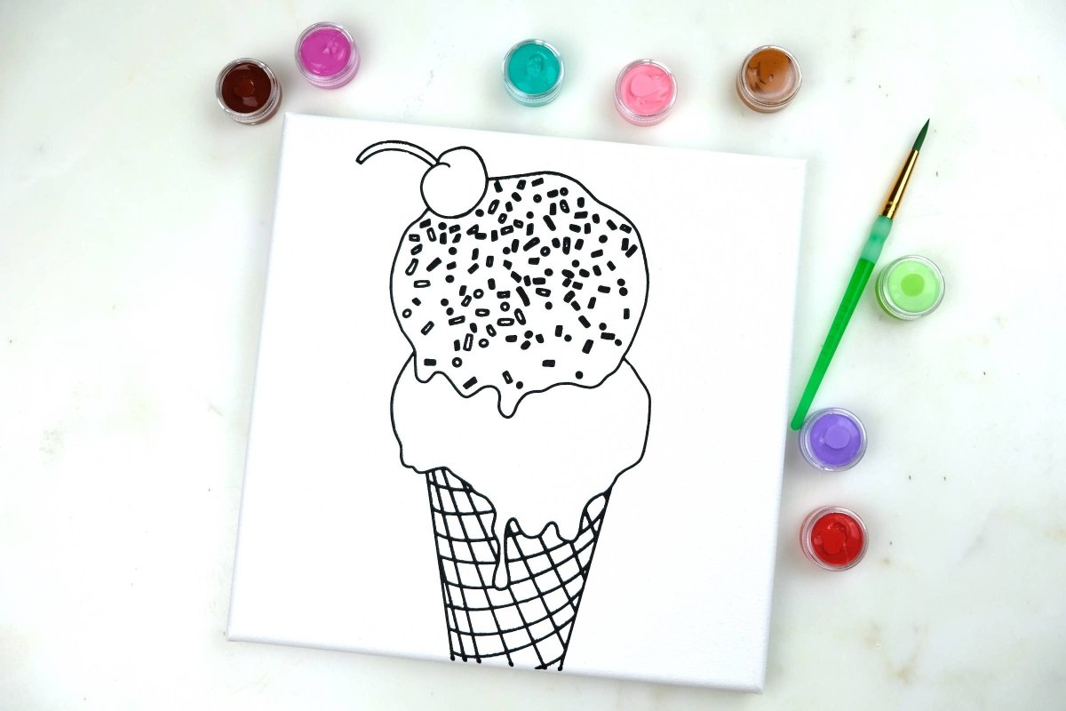 Canvas Painting Kit - Ice Cream Cone - Twirling Bird Creative Art sold by Rosebud & Jo