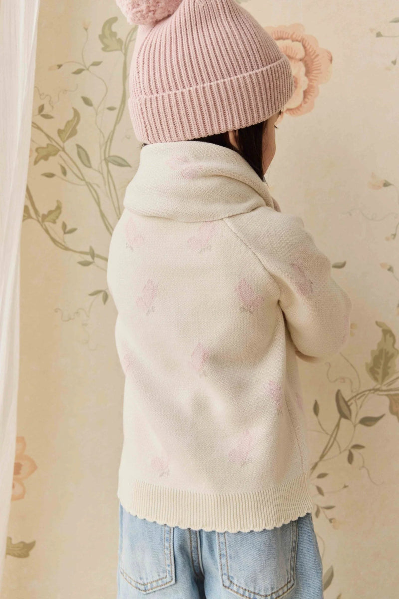 Cassie Jacquard Cardigan - Egret - Jamie Kay Baby & Toddler Clothing sold by Rosebud & Jo