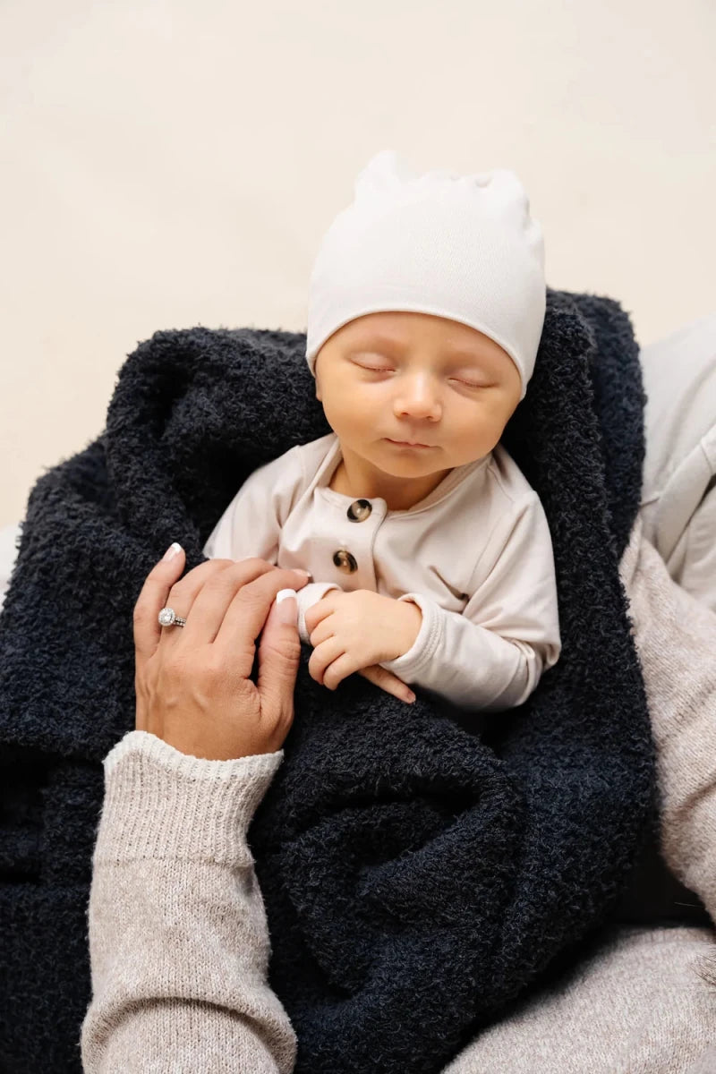 Chenille Blanket in Charcoal - Lou Lou & Company Blankets sold by Rosebud & Jo