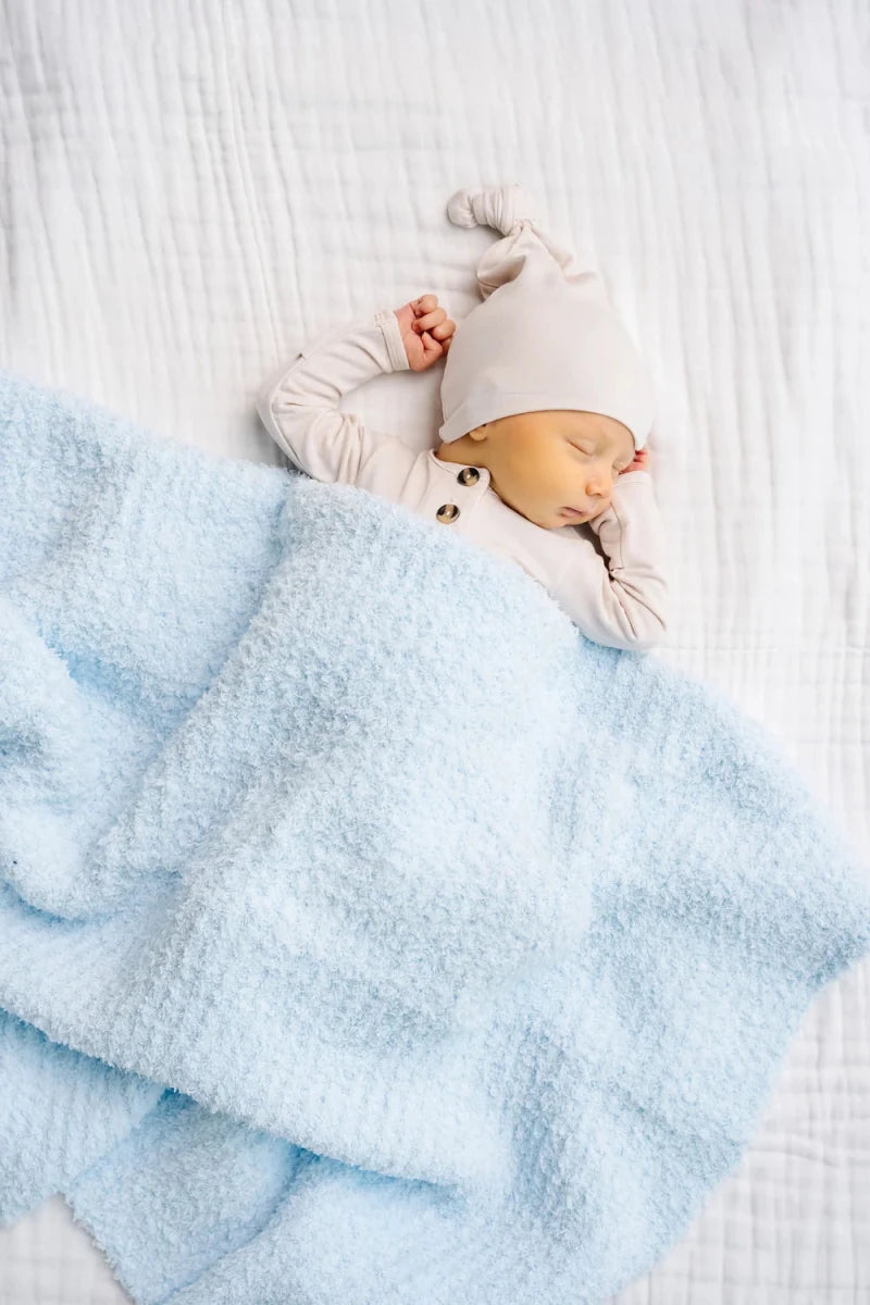Chenille Blanket in Sky Blue - Lou Lou & Company Blankets sold by Rosebud & Jo