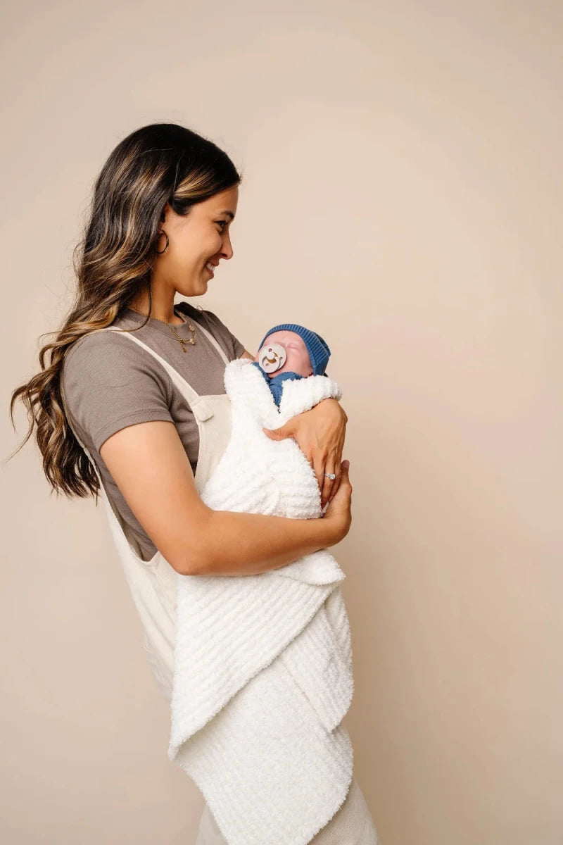Chenille Blanket in White - Lou Lou & Company Blankets sold by Rosebud & Jo