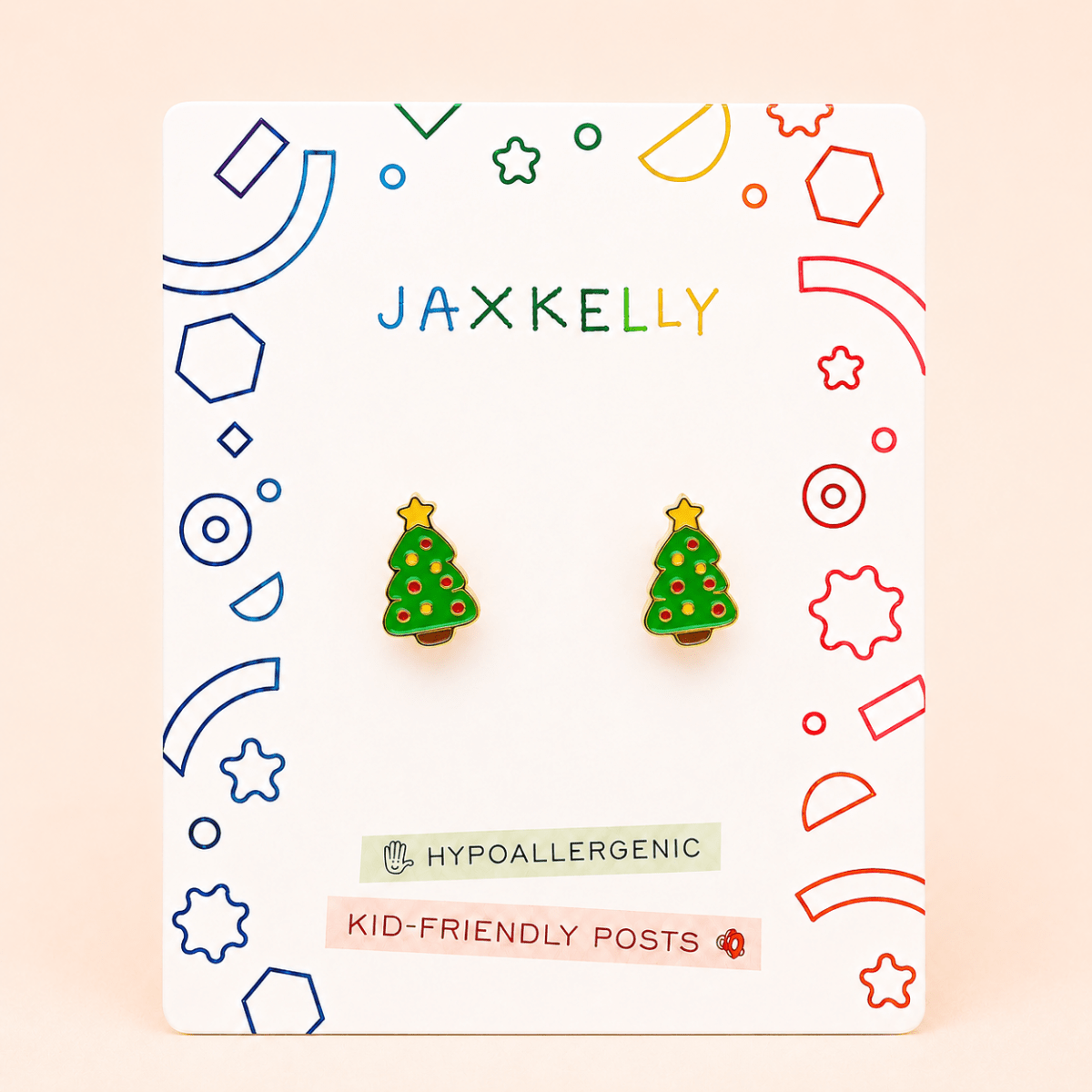 Christmas Tree Enamel Flat Back Kids Earrings - JaxKelly Jewelry sold by Rosebud & Jo