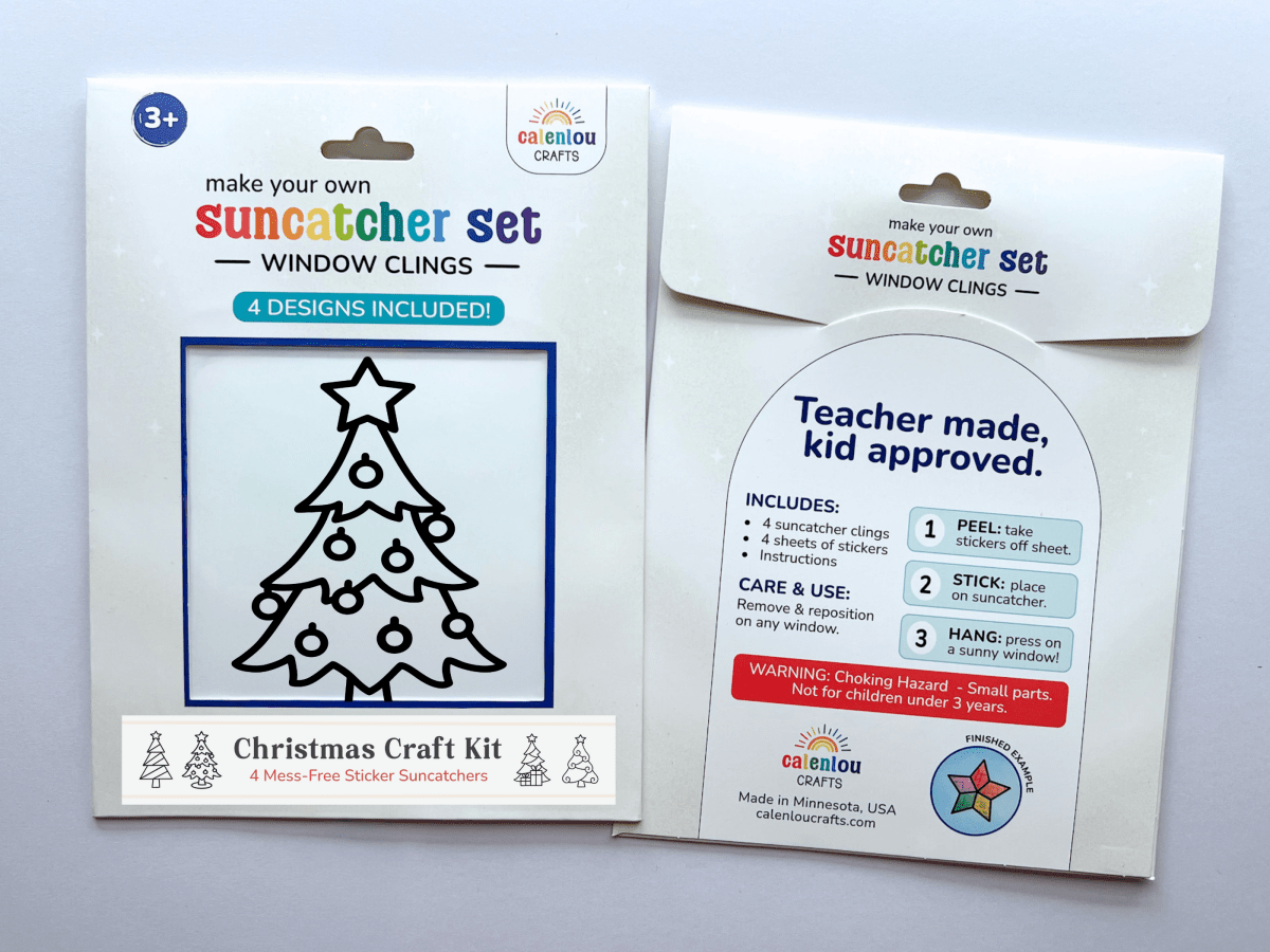 Christmas Tree Suncatcher Sticker Craft Kit Set for Kids - Calenlou Crafts Arts & Crafts sold by Rosebud & Jo
