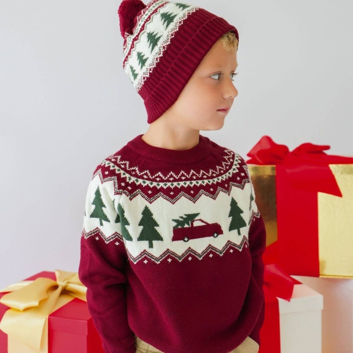 Christmas Truck Fair Isle Sweater - Sweet Wink Tops sold by Rosebud & Jo