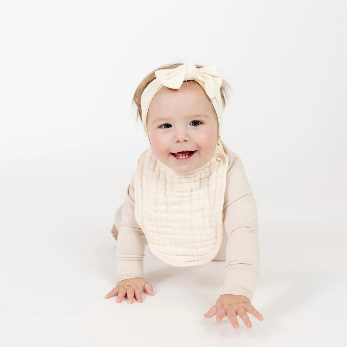 Cloud Muslin Bib 2 - Pack Set in Cream - Lou Lou & Company Bib sold by Rosebud & Jo