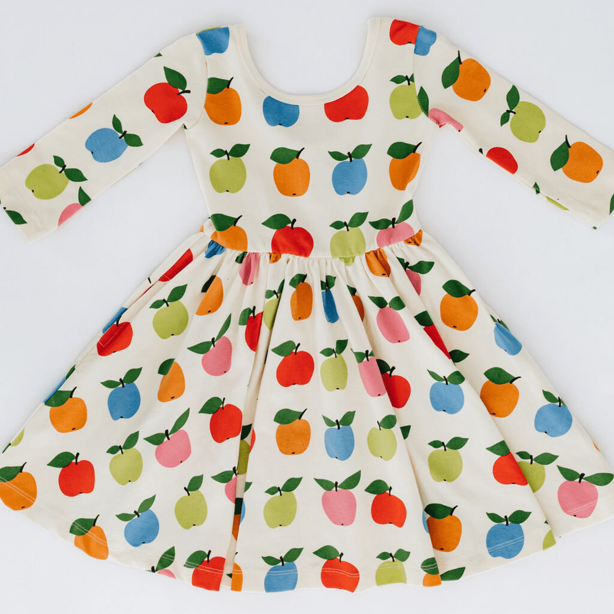 COMING SOON: 3/4 Sleeve Twirl Dress in Apples - Good Apples Kids Dresses sold by Rosebud & Jo