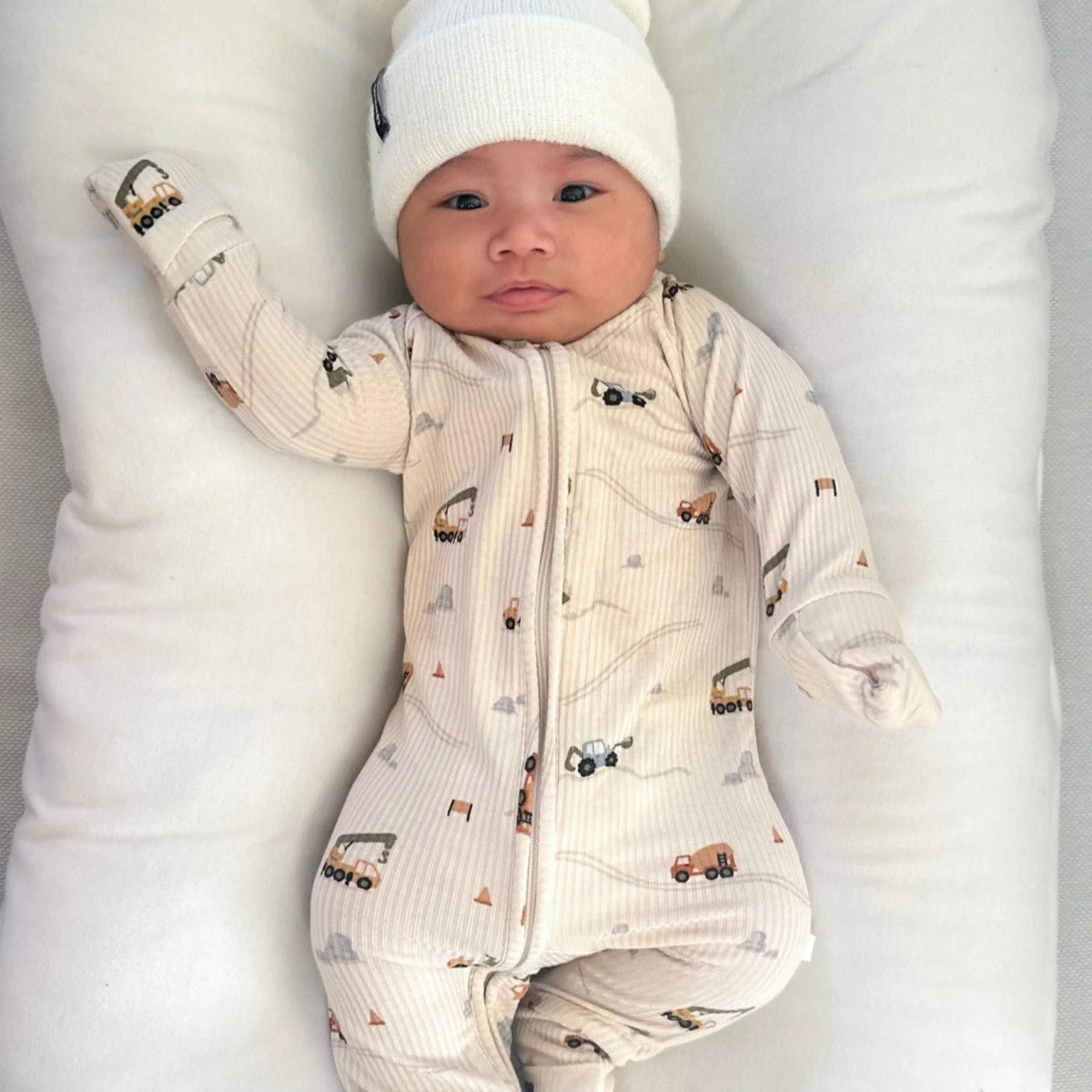 Construction Small Ribbed Zip Romper - Brave Little Ones Baby & Toddler Clothing sold by Rosebud & Jo