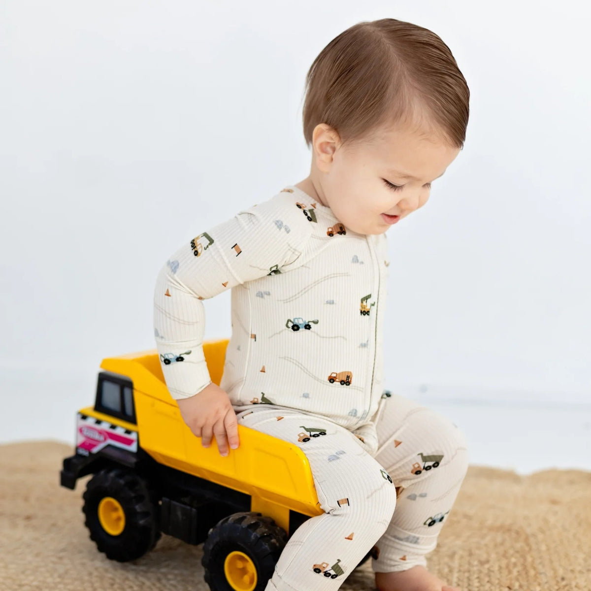 Construction Small Ribbed Zip Romper - Brave Little Ones Baby & Toddler Clothing sold by Rosebud & Jo