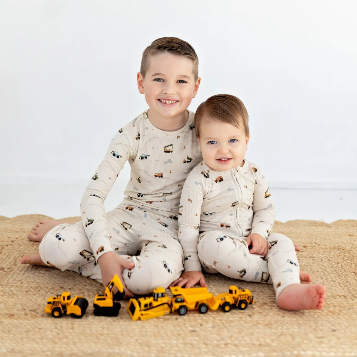 Construction Small Ribbed Zip Romper - Brave Little Ones Baby & Toddler Clothing sold by Rosebud & Jo